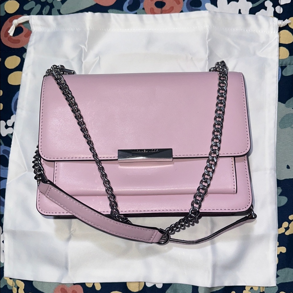 Michael Kors Blush Pink Crossbody with Silver Chain